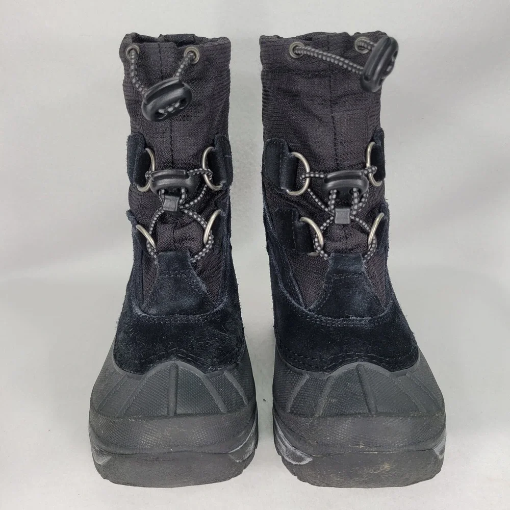 LL BEAN Boots Kids 11 Insulated Snow Boots Waterproof Black Suede Ski Snow Shoe